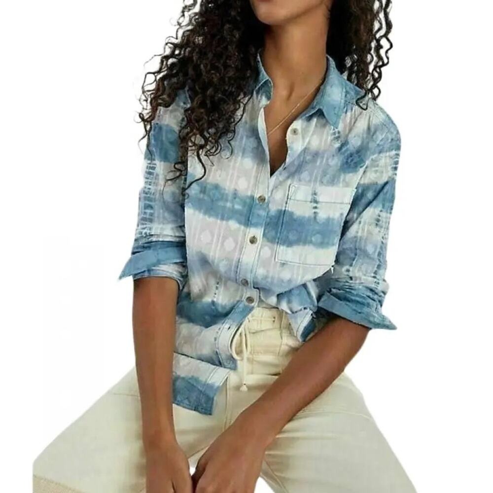 Anthropologie Pilcro Janesse Tie Dye Top Button Down Long Sleeve Women's Small